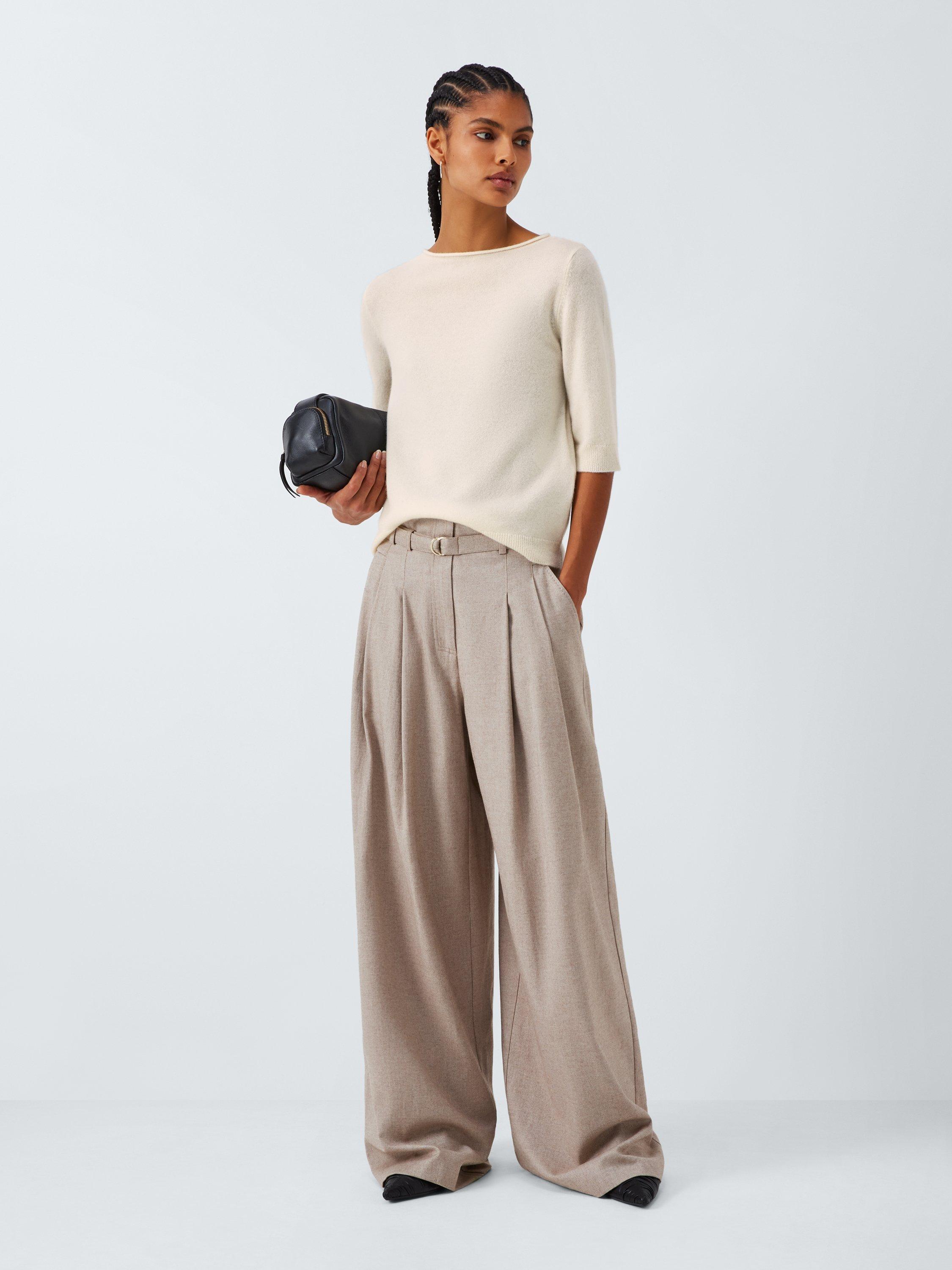 Product image 3 of 6, which shows Marella Manto Boat Neck Elbow Sleeve Cashmere Jumper, White, S