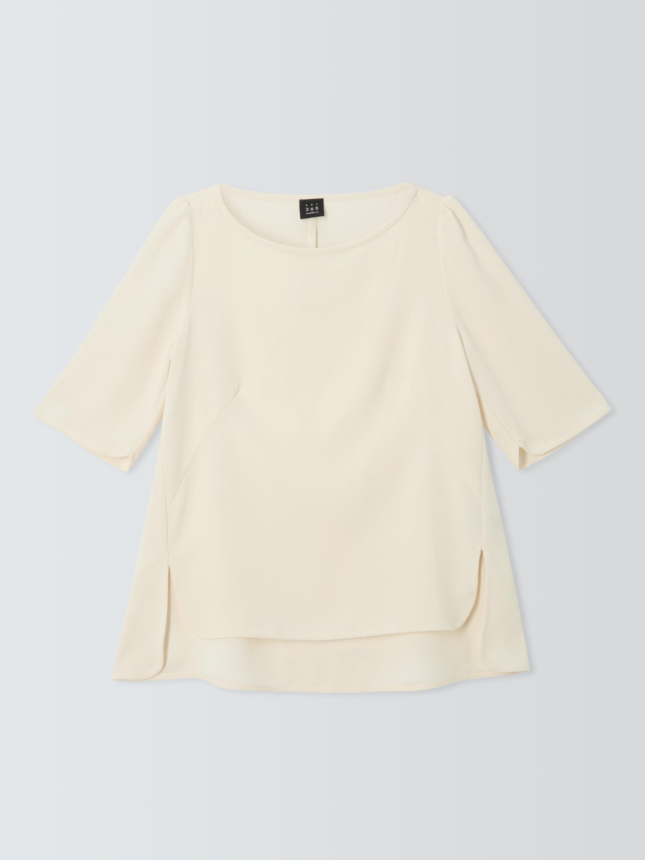 Product image 4 of 6, which shows Marella Vanessa Boat Neck Elbow Sleeve Top, Wool White, 6