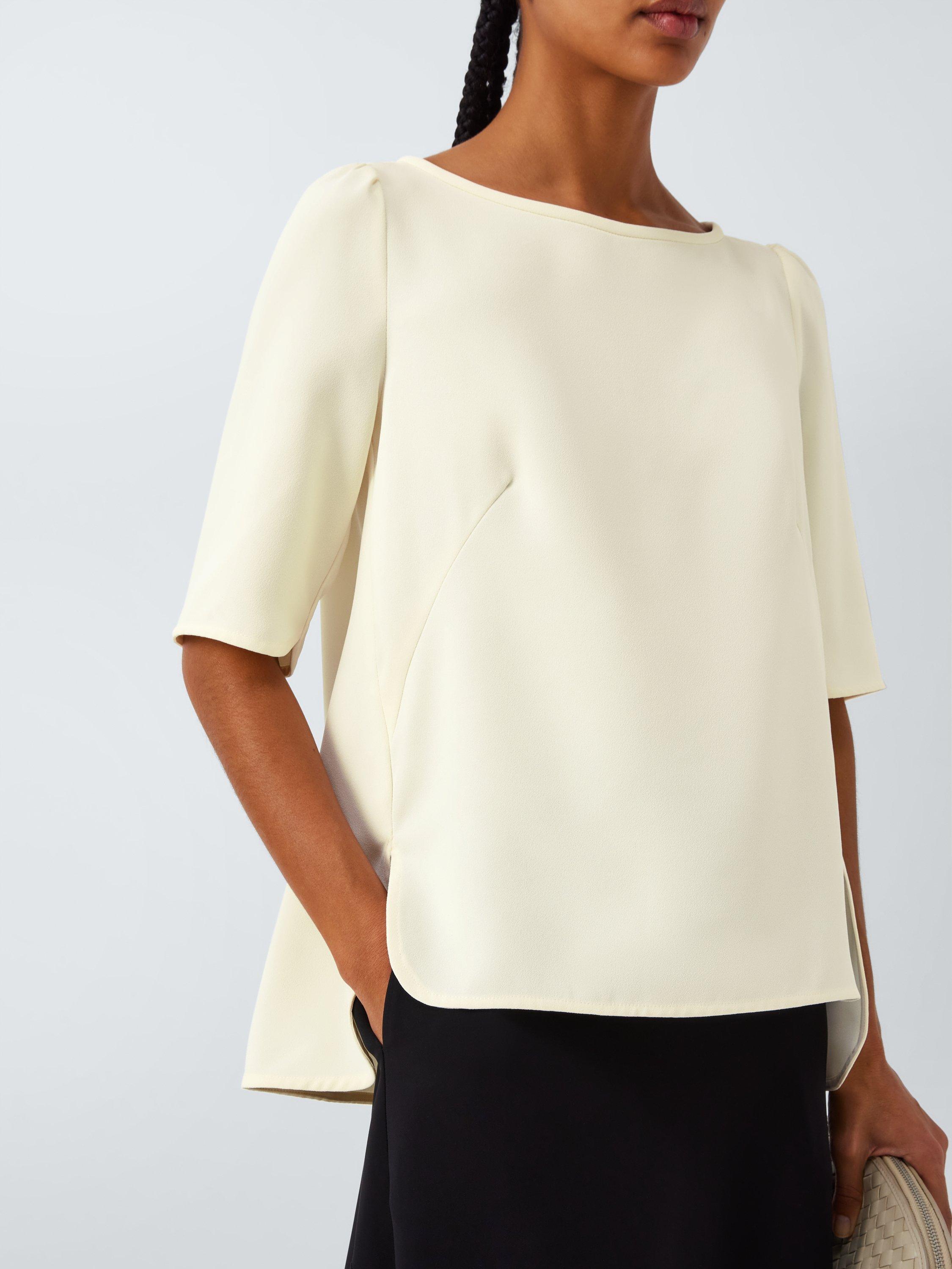 Product image 5 of 6, which shows Marella Vanessa Boat Neck Elbow Sleeve Top, Wool White, 6