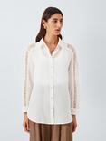 Marella Cristin Cotton Floral Lace Detailed Shirt, White