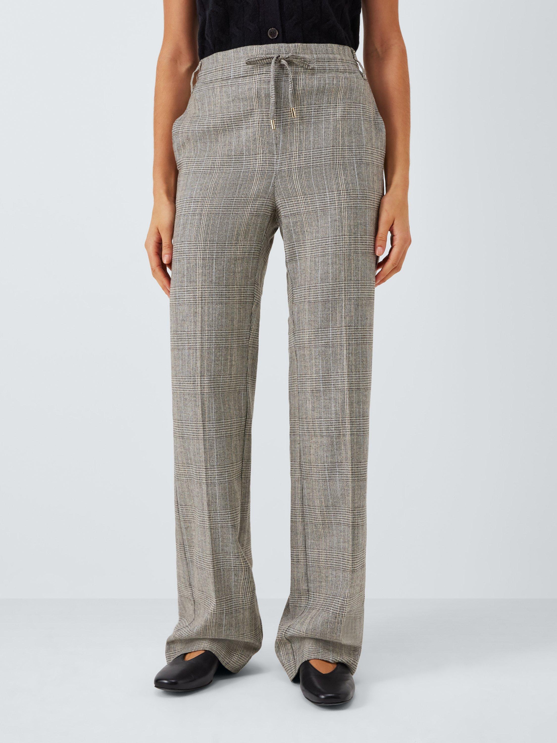 Product image 1 of 6, which shows Marella Elodia Wide Leg Drawstring Trousers, Light Grey, 10