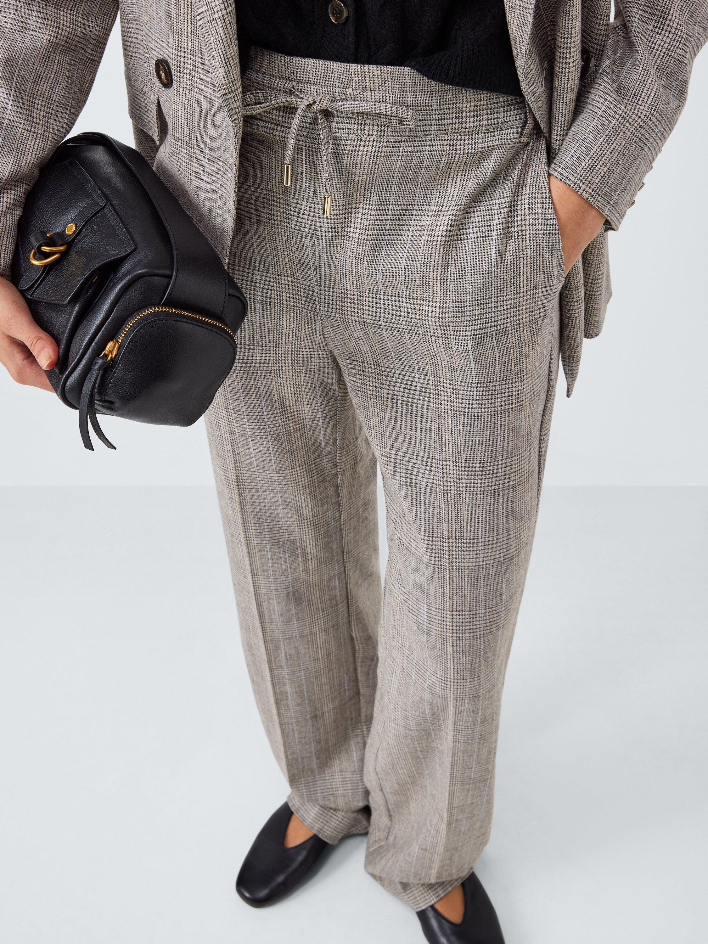 Product image 5 of 6, which shows Marella Elodia Wide Leg Drawstring Trousers, Light Grey, 10