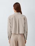 Marella Duke Cropped Stripe Long Sleeve Zip-Through Top, Sage