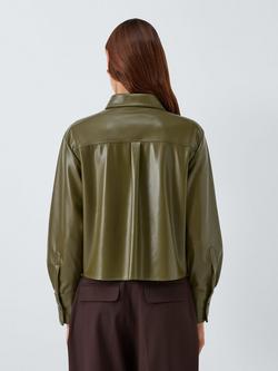 Marella Profilo Faux Leather Shacket, Olive - view 2, Olive