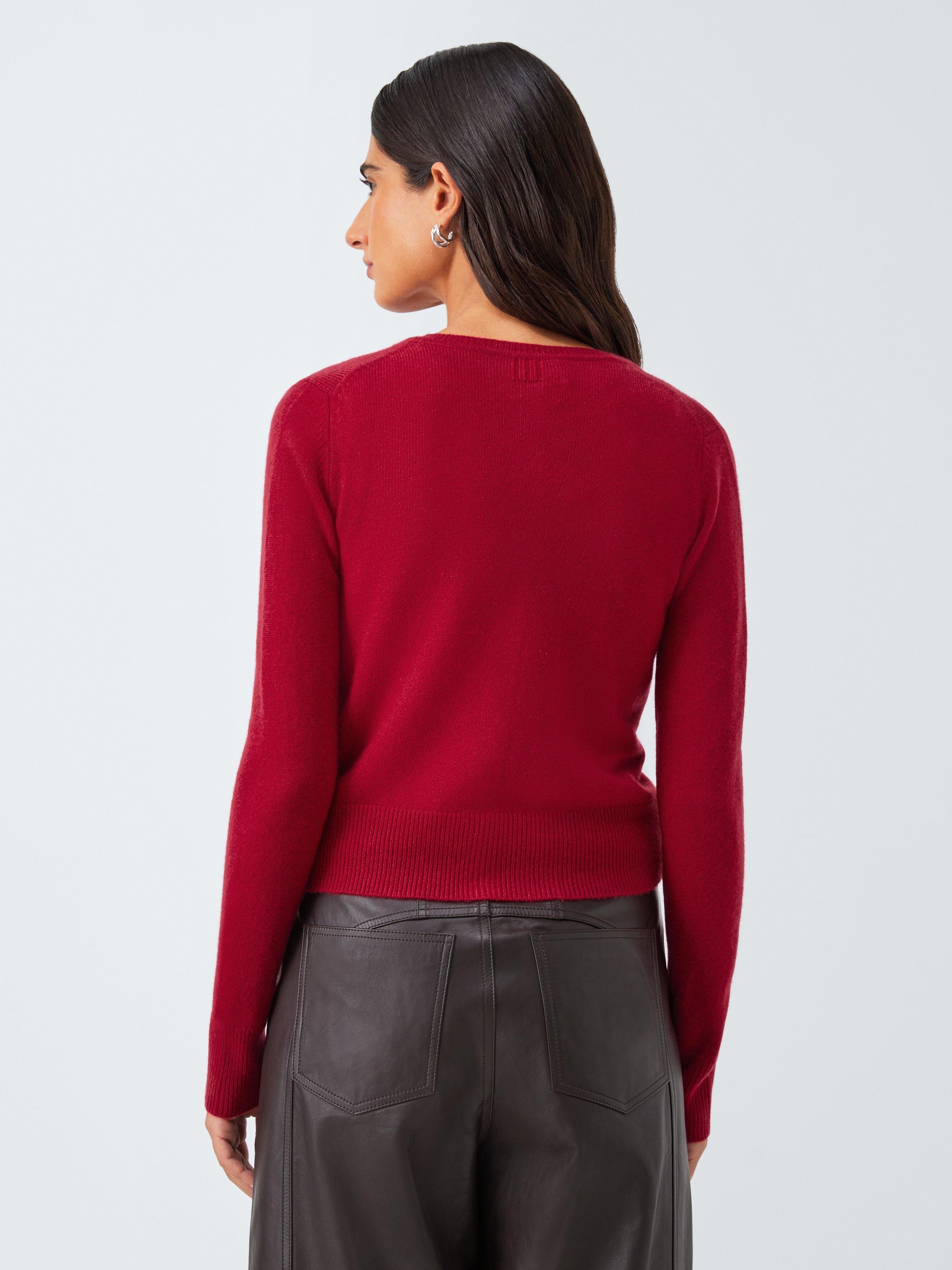 Product image 2 of 6, which shows Marella Finito Crew Neck Wool Rich Cardigan, Red, M