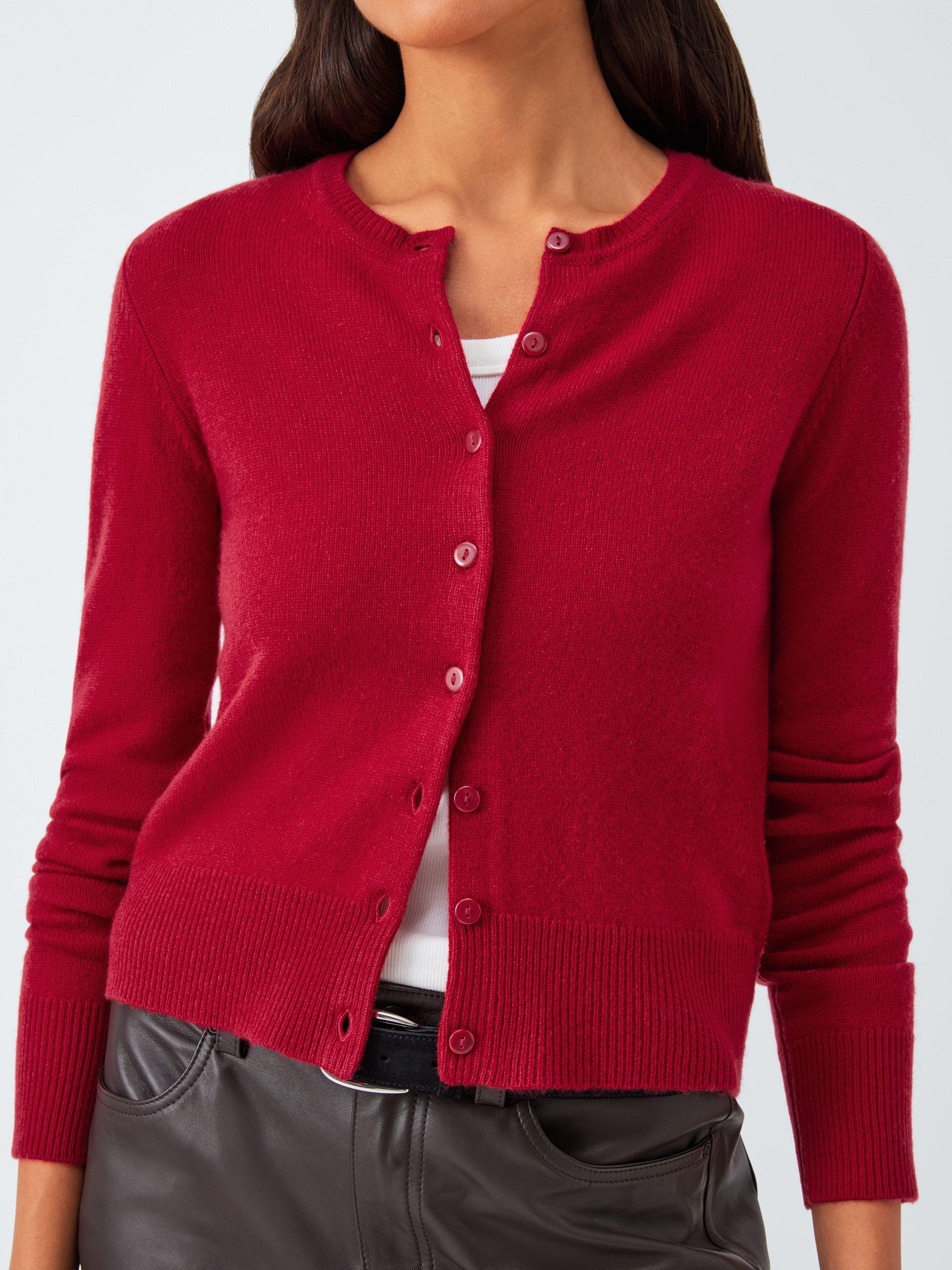 Product image 6 of 6, which shows Marella Finito Crew Neck Wool Rich Cardigan, Red, M