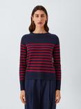 Marella Pace Wool Cashmere Blend Striped Jumper, Navy
