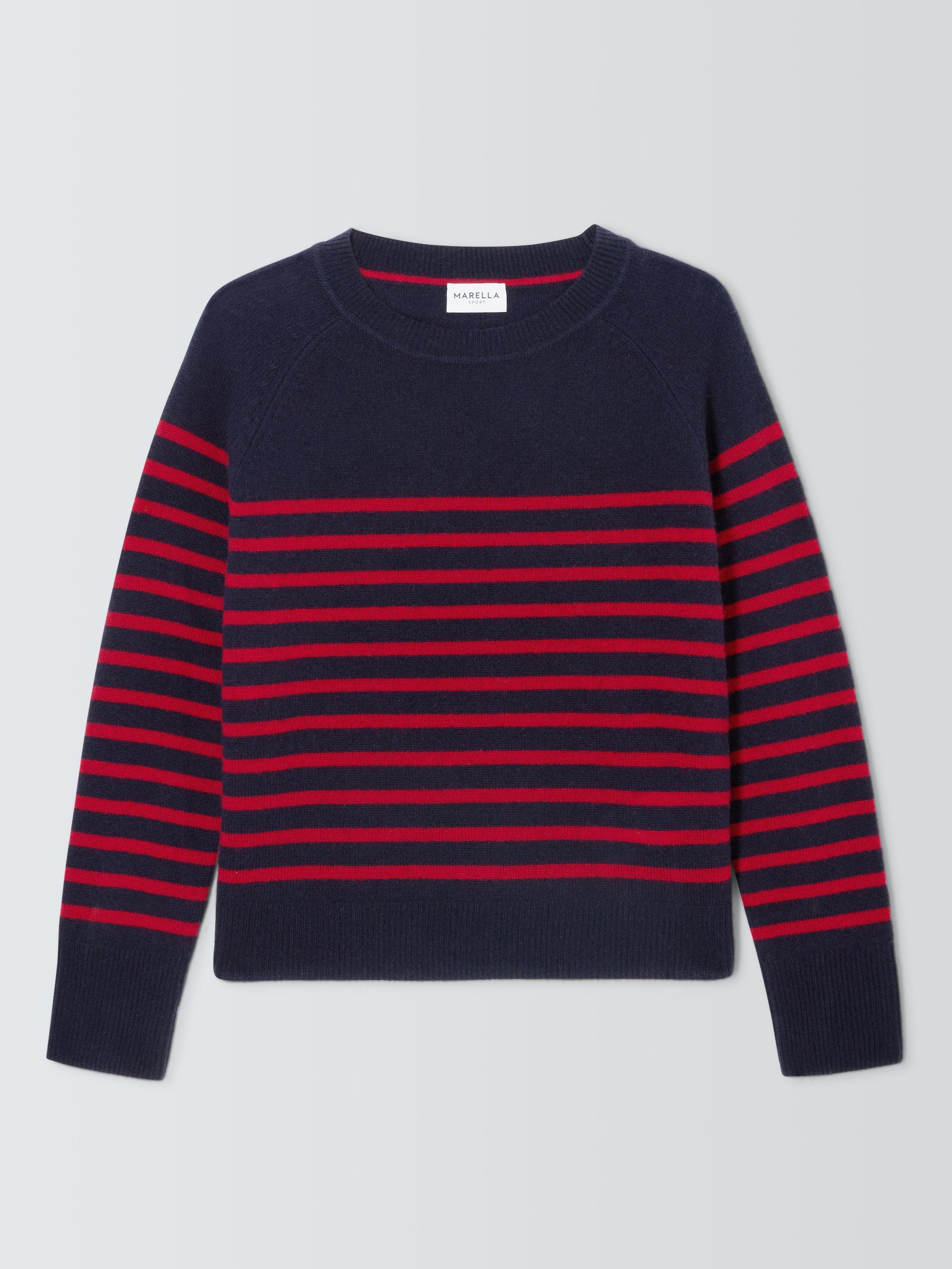 Product image 4 of 6, which shows Marella Pace Wool Cashmere Blend Striped Jumper, Navy, S