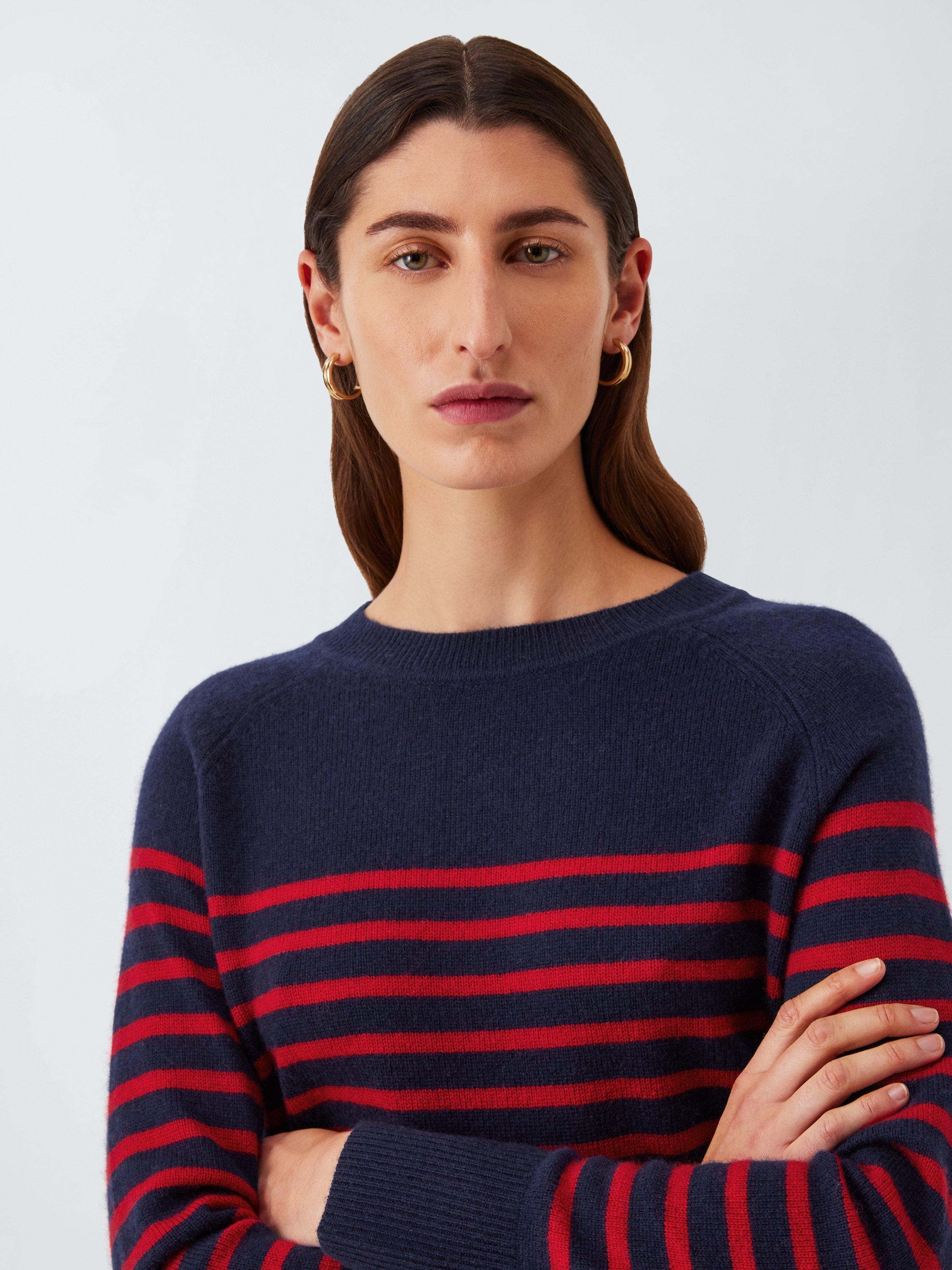 Product image 5 of 6, which shows Marella Pace Wool Cashmere Blend Striped Jumper, Navy, S