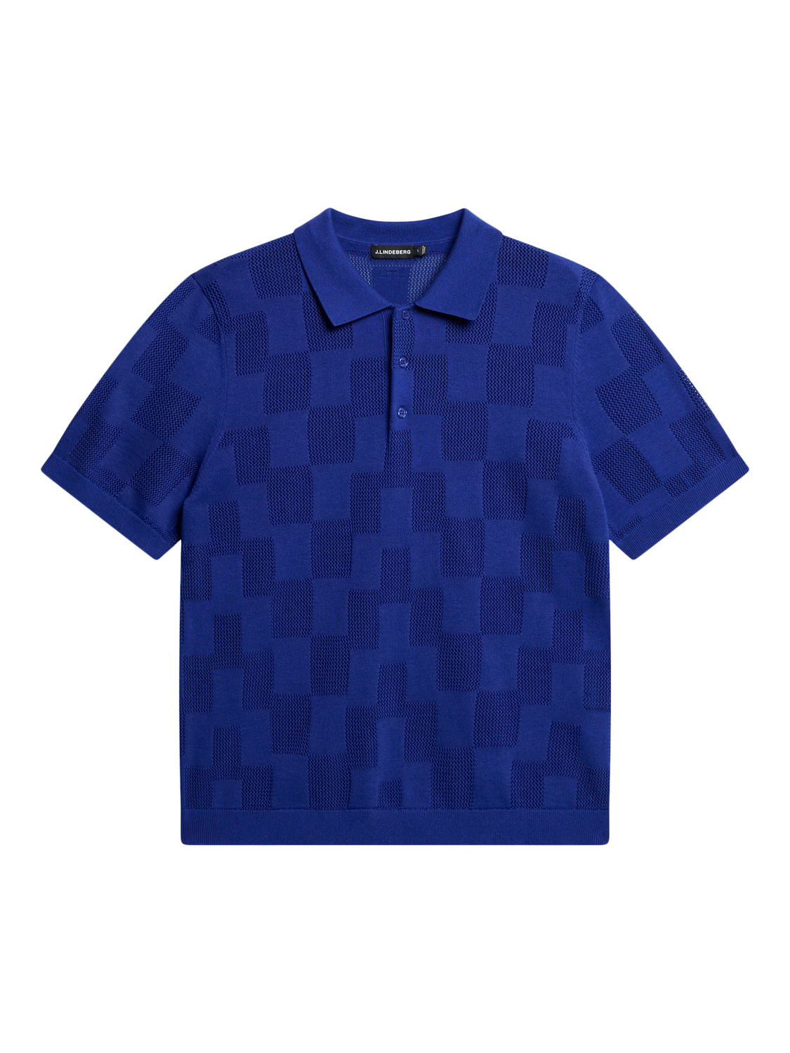 Product image 1 of 1, which shows J.Lindeberg Reymond Stacked Bridge Polo Shirt, Clematis Blue, L