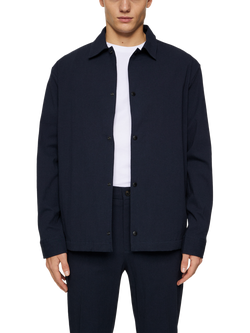J.Lindeberg Celian Cotton Blend Regular Fit Seersucker Overshirt, JL Navy, Jl Navy