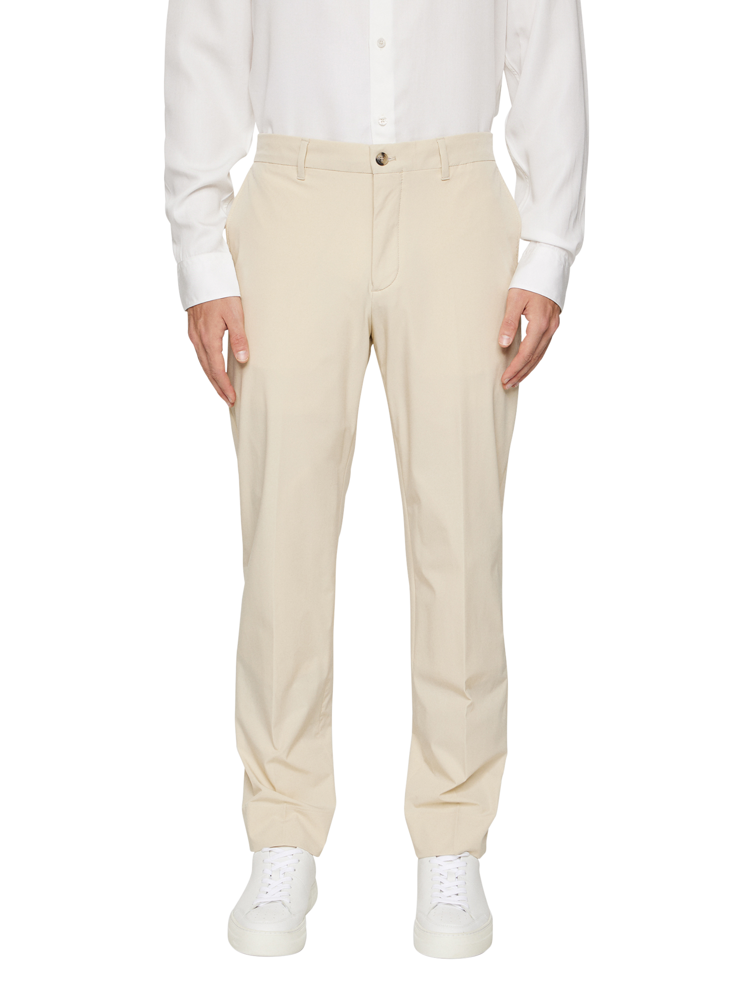 Product image 1 of 5, which shows J.Lindeberg Lois Water-Repellent Straight Cut Trousers, Moonbeam, 30R