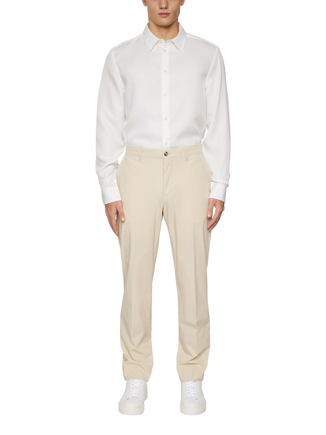 Product image 3 of 5, which shows J.Lindeberg Lois Water-Repellent Straight Cut Trousers, Moonbeam, 30R