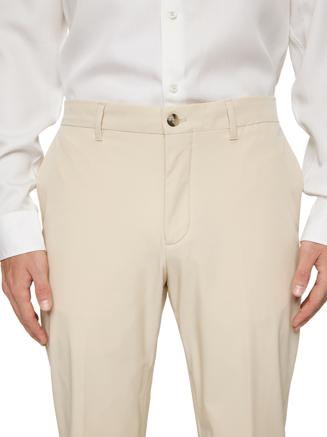 Product image 4 of 5, which shows J.Lindeberg Lois Water-Repellent Straight Cut Trousers, Moonbeam, 30R