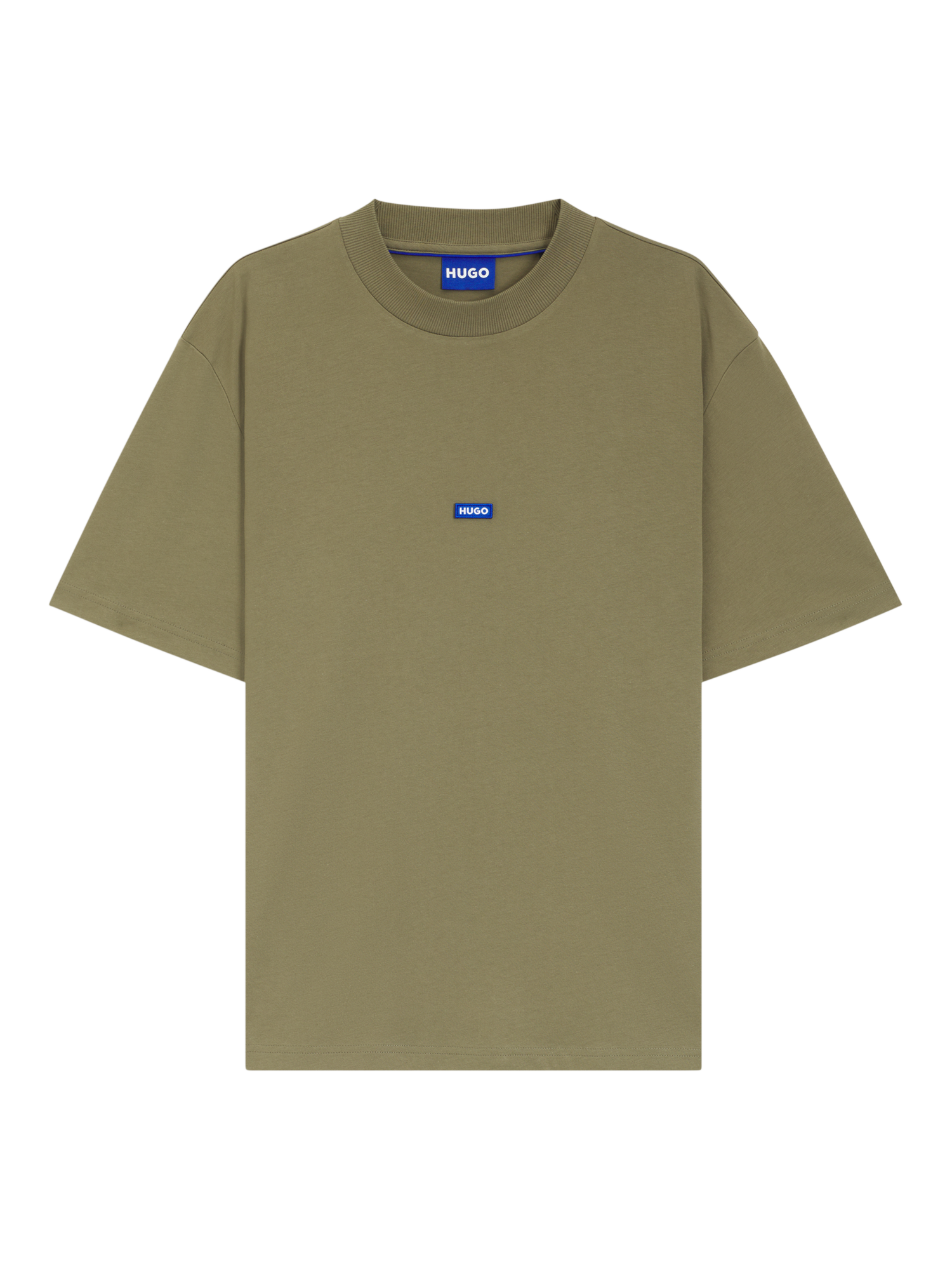 Product image 4 of 5, which shows HUGO BOSS Nieros Cotton Ribbed Crew Neck Single Jersey Small Logo T-Shirt, Mid Green, L