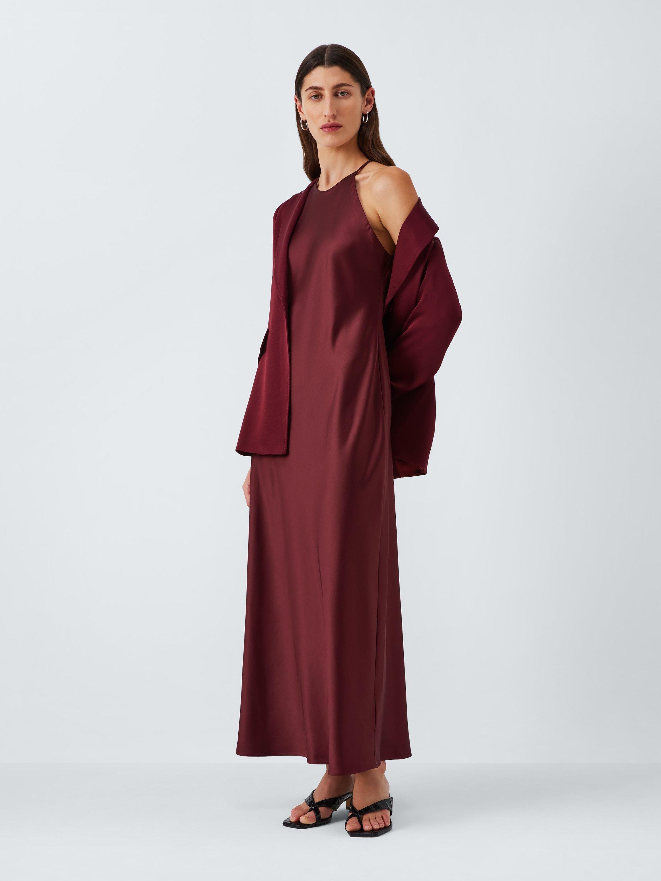 Product image 3 of 6, which shows Marella Lillo Halterneck Maxi Dress, Bordeaux, 8