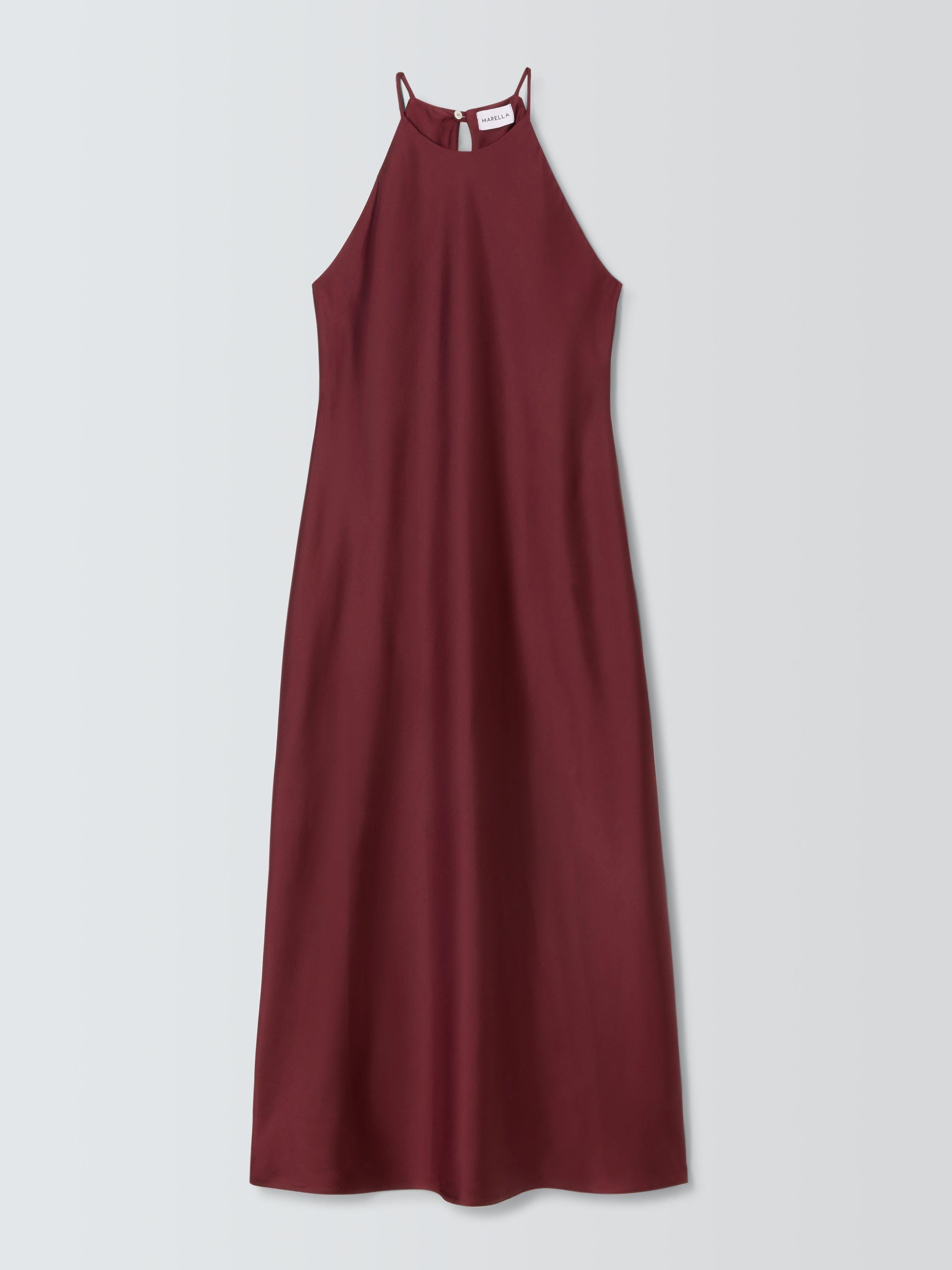 Product image 4 of 6, which shows Marella Lillo Halterneck Maxi Dress, Bordeaux, 8