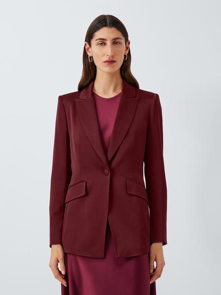 Marella Cognac Singe-Breasted Longline Blazer, Bordeaux, Bordeaux
