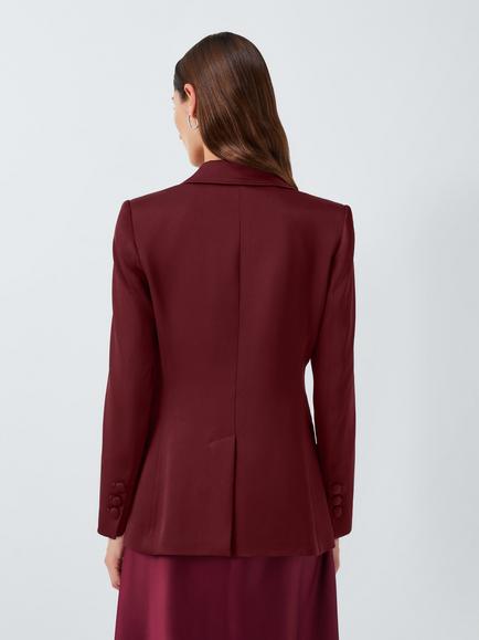 Marella Cognac Singe-Breasted Longline Blazer, Bordeaux - view 2, Bordeaux