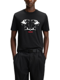 HUGO Cotton Regular Fit Short Sleeve Doberman Graphic T-Shirt, Black/Multi