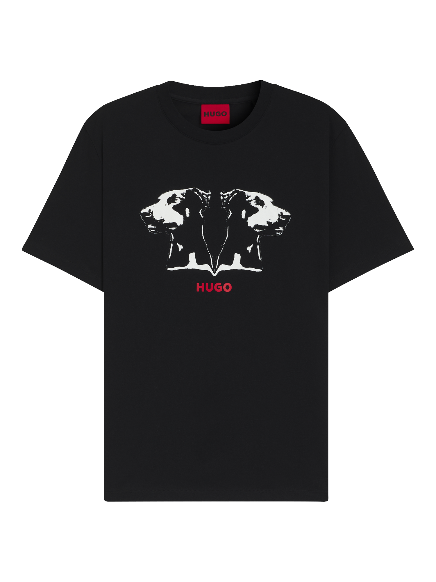 Product image 4 of 4, which shows HUGO Cotton Regular Fit Short Sleeve Doberman Graphic T-Shirt, Black/Multi, L
