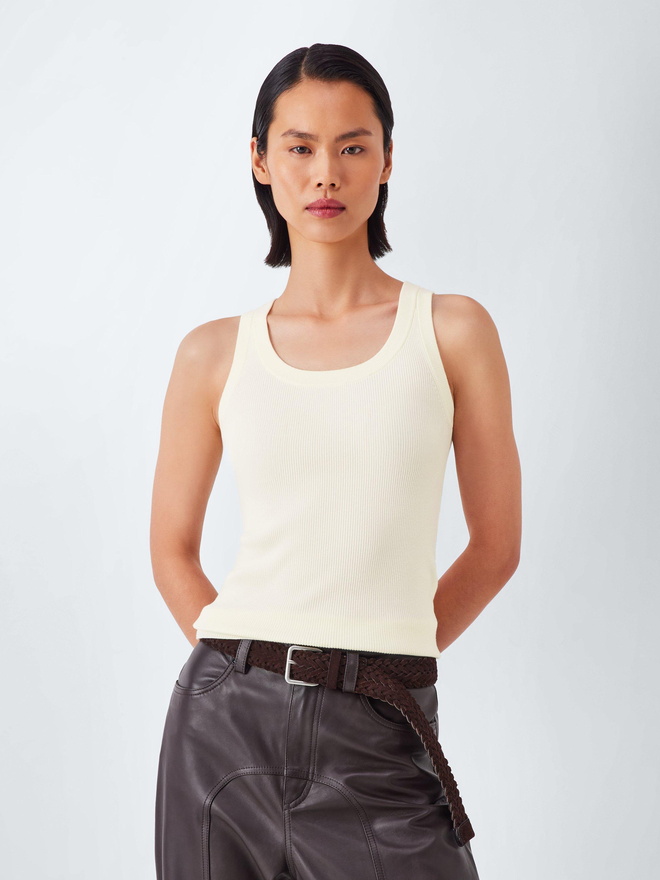 Product image 1 of 6, which shows Marella Elisa Scoop Neck Vest Top, White, XL