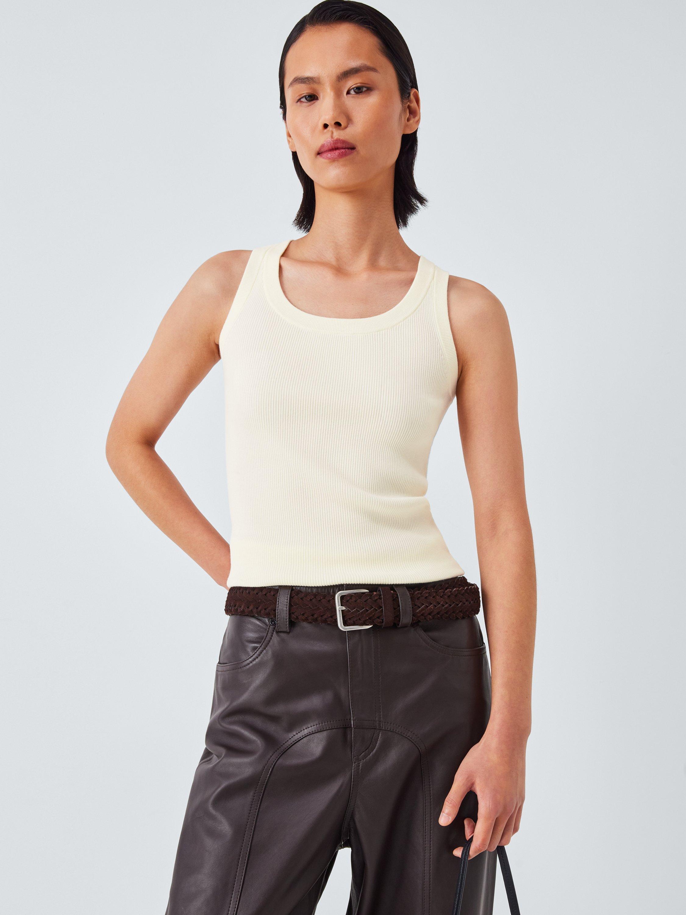 Product image 5 of 6, which shows Marella Elisa Scoop Neck Vest Top, White, XL