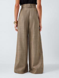 Marella Ultra Long Pleated Wide Leg Wool Trousers, Honey - view 2, Honey