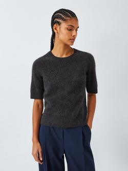 Marella Jim Short Sleeve Wool Cashmere Blend Jumper, Dark Grey, Dark Grey