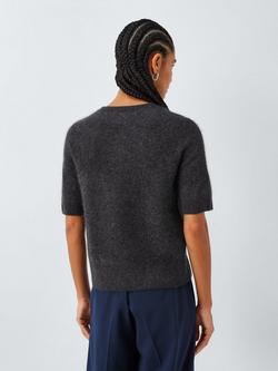 Marella Jim Short Sleeve Wool Cashmere Blend Jumper, Dark Grey - view 2, Dark Grey