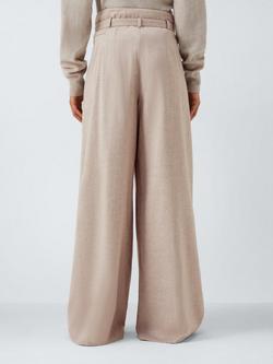 Marella Factum Long Pleated Wide Leg Trousers, Hazelnut Brown - view 2, Hazelnut Brown