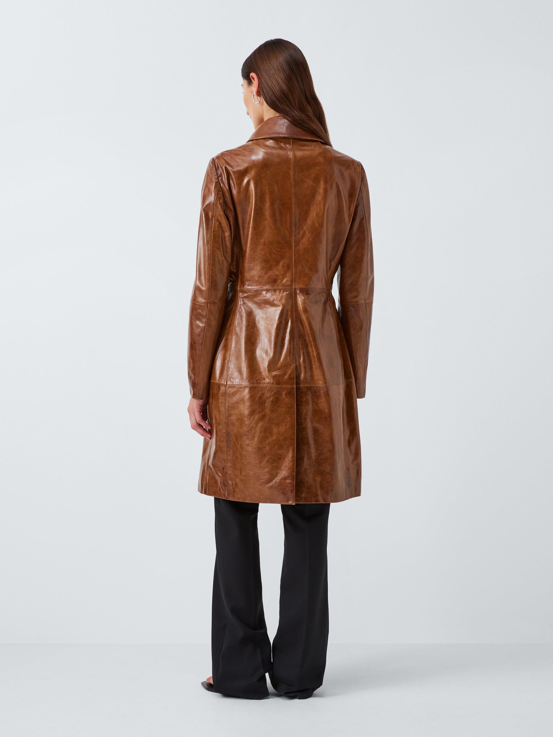 Marella Cornice Leather Coat, Brown