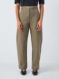 Marella Gineceo Cotton Blend Wide-Leg Tailored Trousers, Kaki
