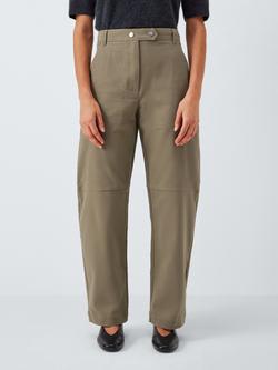 Marella Gineceo Cotton Blend Wide-Leg Tailored Trousers, Kaki, Kaki