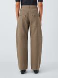 Marella Gineceo Cotton Blend Wide-Leg Tailored Trousers, Kaki