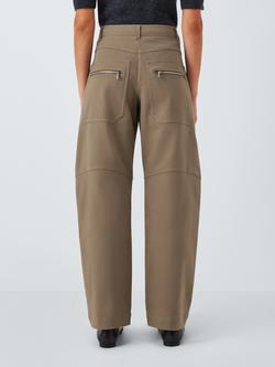 Marella Gineceo Cotton Blend Wide-Leg Tailored Trousers, Kaki - view 2, Kaki