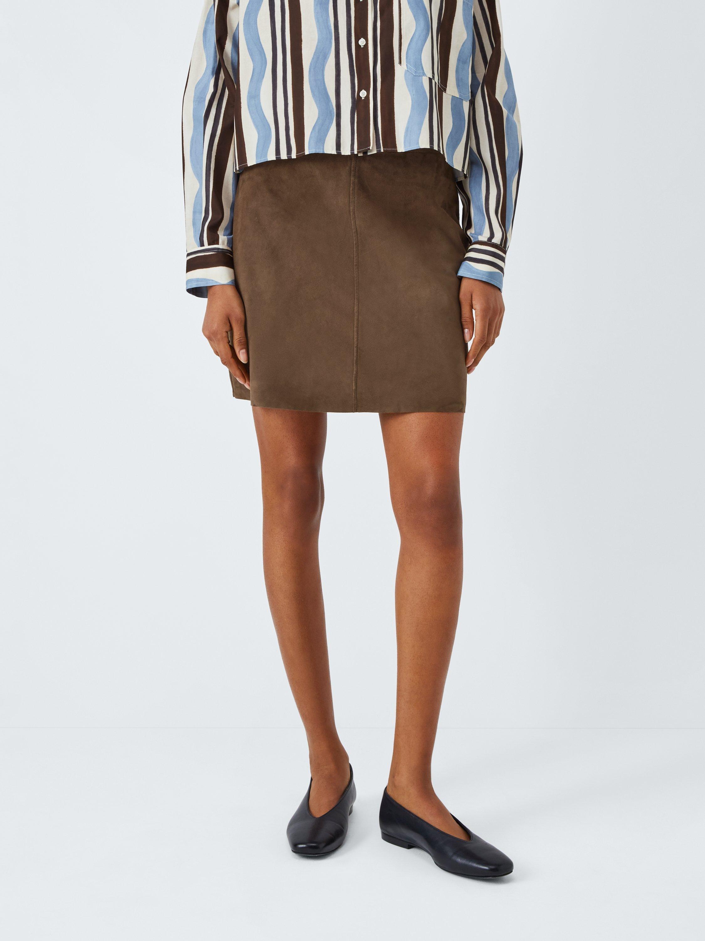 Marella Rise Suede Mini Skirt, Brown
