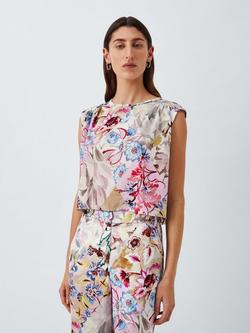 Marella Scozia Silk Floral Sleeveless Top, Pink, Pink