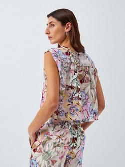 Marella Scozia Silk Floral Sleeveless Top, Pink - view 2, Pink