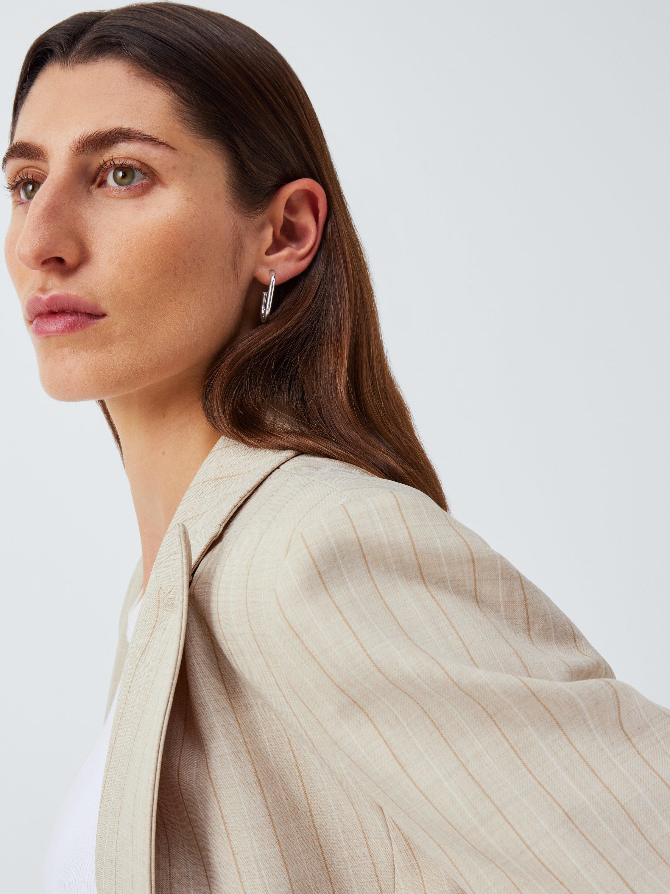 Product image 5 of 6, which shows Marella Facile Pinstripe Blazer, Ecru, 16