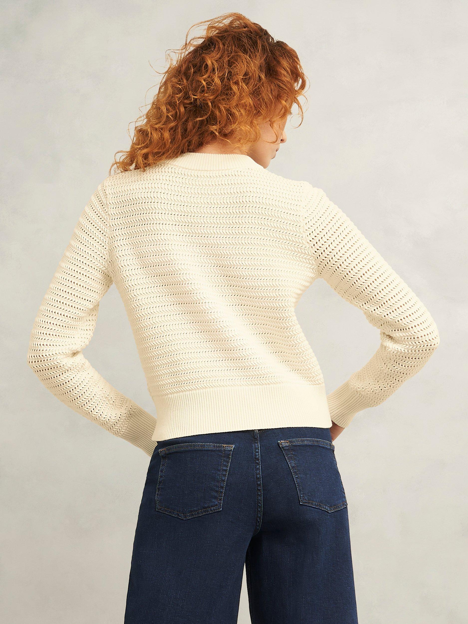 Product image 2 of 6, which shows Hobbs Felicity Pure Cotton Cardigan, Warm Ivory, L