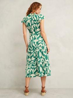 Hobbs Nadine Cotton Blend Jersey Dress - view 2, Green/Ivory