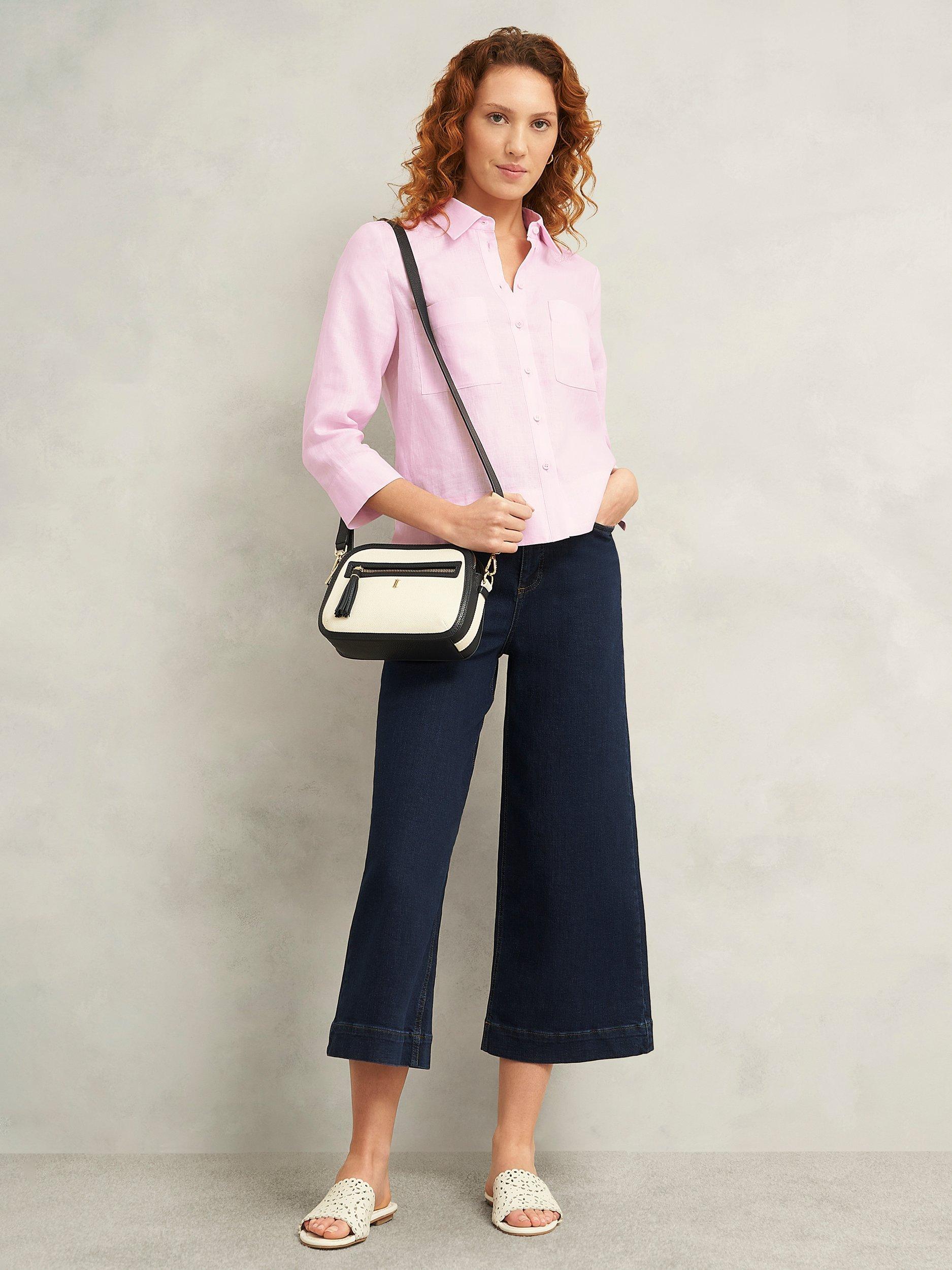 Product image 5 of 6, which shows Hobbs Nita Pure Linen Shirt, Wisteria Pink, 10