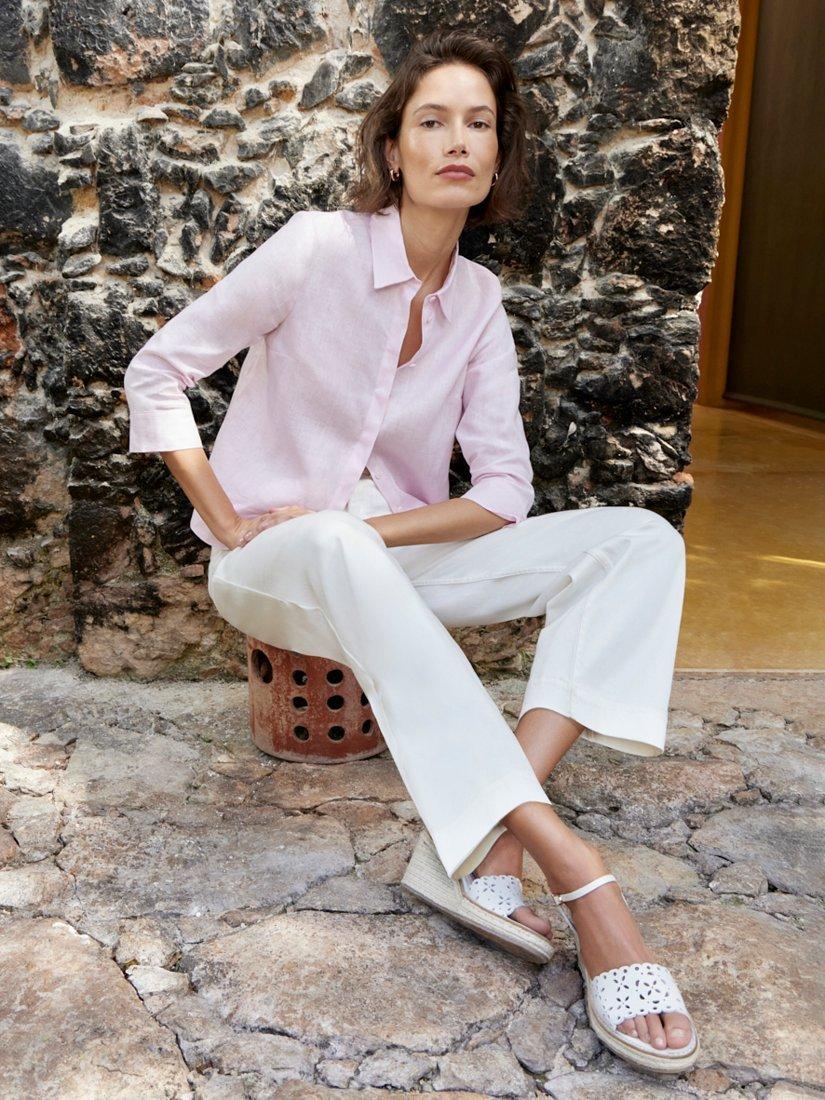 Product image 6 of 6, which shows Hobbs Nita Pure Linen Shirt, Wisteria Pink, 10