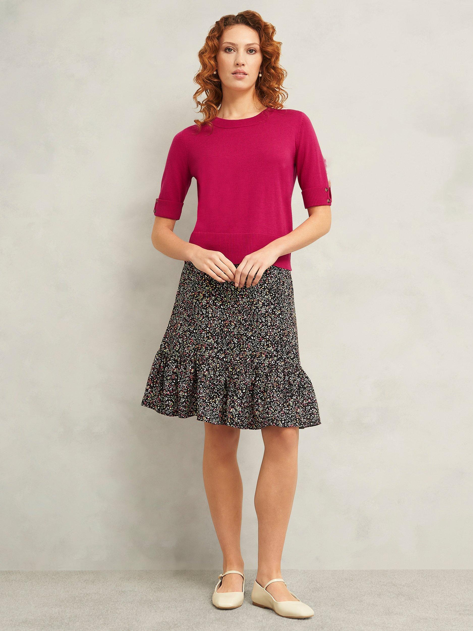 Product image 6 of 6, which shows Hobbs Leanne Knitted Top, Zinnia Pink, S