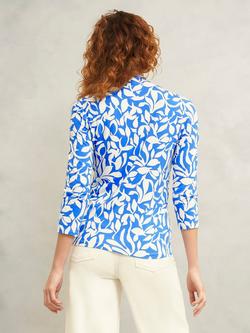 Hobbs Aimee Printed Top - view 2, Cobalt/Ivory