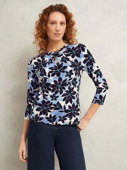 Hobbs Julia Printed Top, Blue/Multi