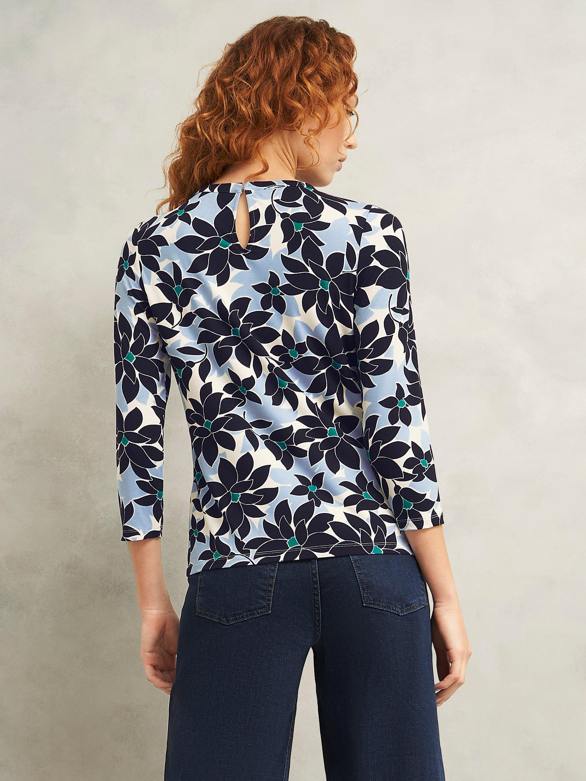 Product image 2 of 6, which shows Hobbs Julia Printed Top, Blue/Multi, XS