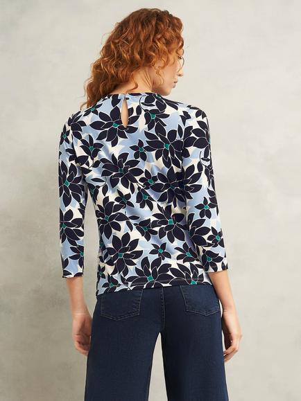 Hobbs Julia Printed Top - view 2, Blue/Multi