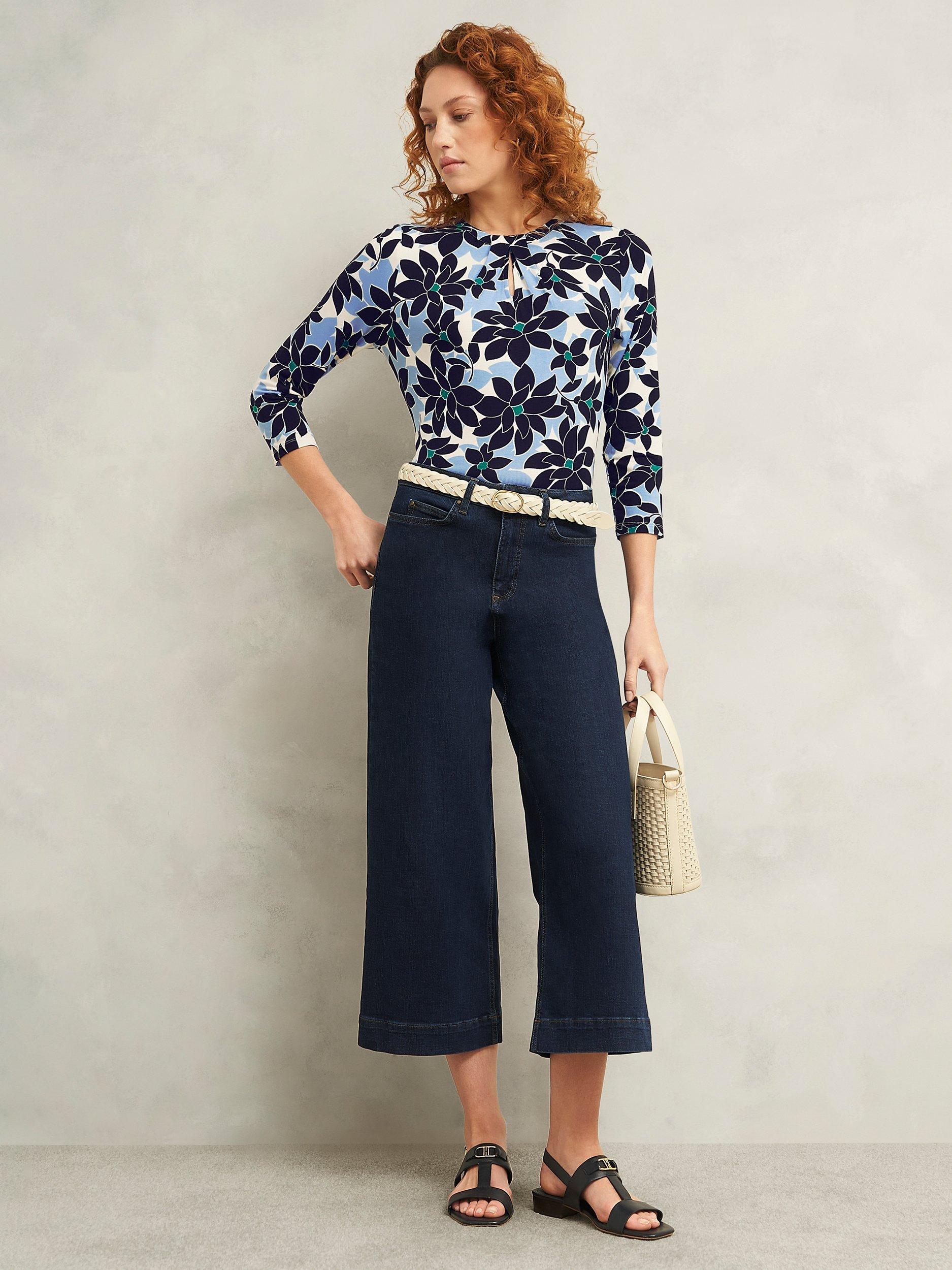 Product image 6 of 6, which shows Hobbs Julia Printed Top, Blue/Multi, XS